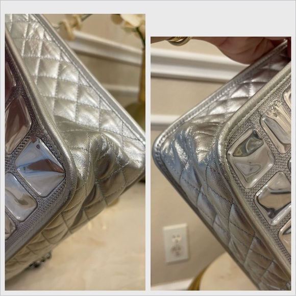 Chanel Ice cube shopper silver tote shoulder bag CC dangle charm - Picture 11 of 16